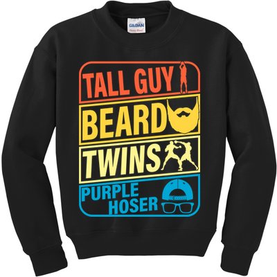 Tall Guy Beard Twins Purple Hoser Funny Kids Sweatshirt