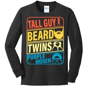 Tall Guy Beard Twins Purple Hoser Funny Kids Long Sleeve Shirt