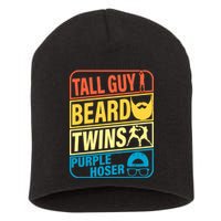 Tall Guy Beard Twins Purple Hoser Funny Short Acrylic Beanie