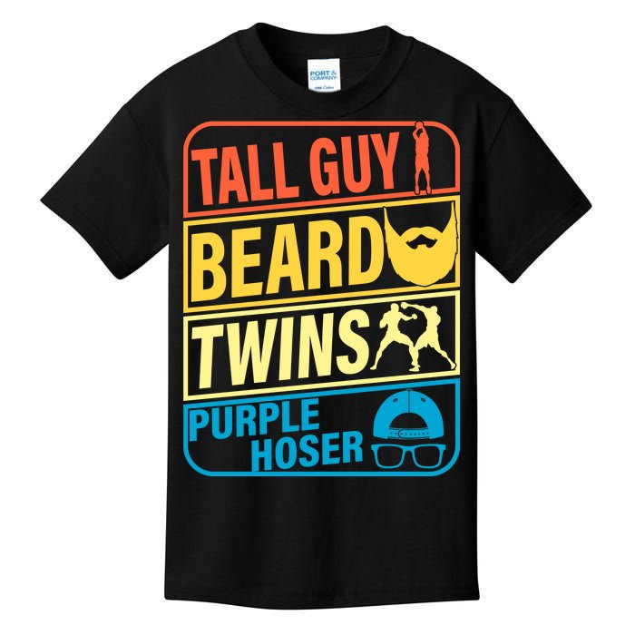 Tall Guy Beard Twins Purple Hoser Funny Kids T-Shirt