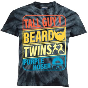 Tall Guy Beard Twins Purple Hoser Funny Kids Tie-Dye T-Shirt