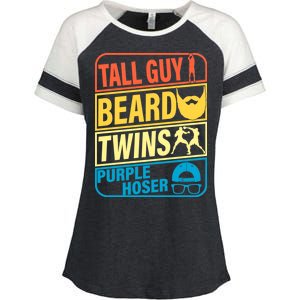 Tall Guy Beard Twins Purple Hoser Funny Enza Ladies Jersey Colorblock Tee