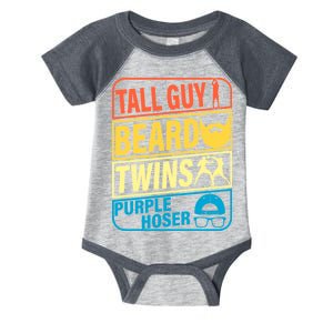 Tall Guy Beard Twins Purple Hoser Funny Infant Baby Jersey Bodysuit