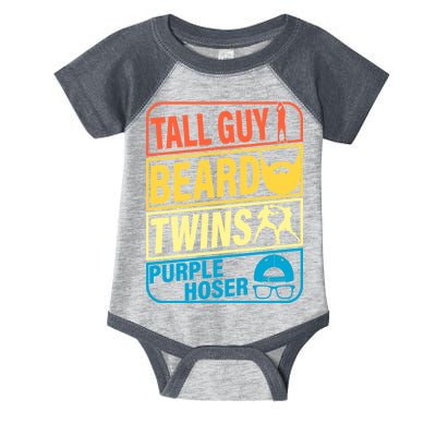 Tall Guy Beard Twins Purple Hoser Funny Infant Baby Jersey Bodysuit