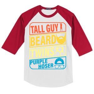 Tall Guy Beard Twins Purple Hoser Funny Kids Colorblock Raglan Jersey