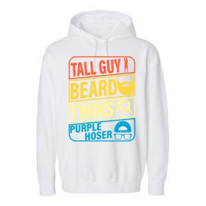 Tall Guy Beard Twins Purple Hoser Funny Garment-Dyed Fleece Hoodie