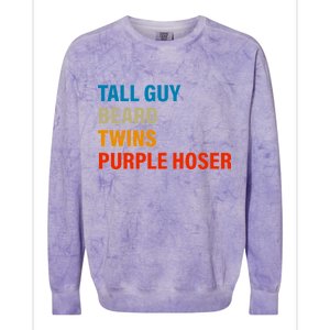 Tall Guy Beard Twins Purple Hoser Funny Meme Colorblast Crewneck Sweatshirt