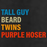 Tall Guy Beard Twins Purple Hoser Funny Meme 7 Panel Mesh Trucker Snapback Hat