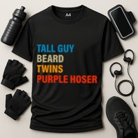 Tall Guy Beard Twins Purple Hoser Funny Meme Cooling Performance Crew T-Shirt