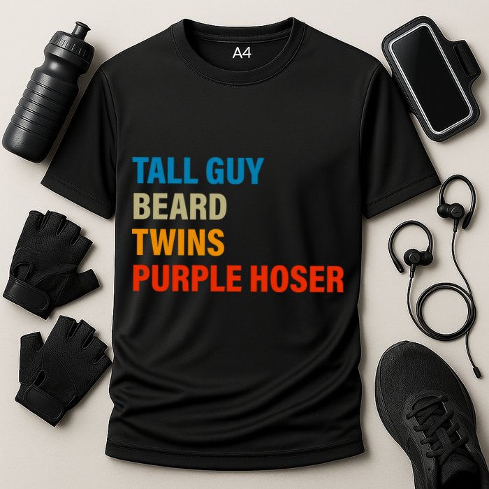 Tall Guy Beard Twins Purple Hoser Funny Meme Cooling Performance Crew T-Shirt