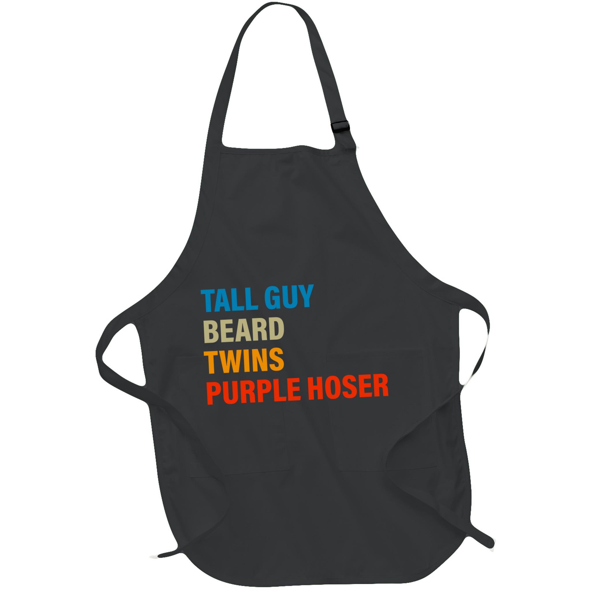 Tall Guy Beard Twins Purple Hoser Funny Meme Apron