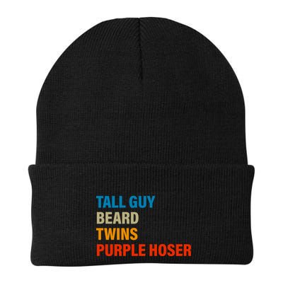 Tall Guy Beard Twins Purple Hoser Funny Meme Knit Cap Winter Beanie