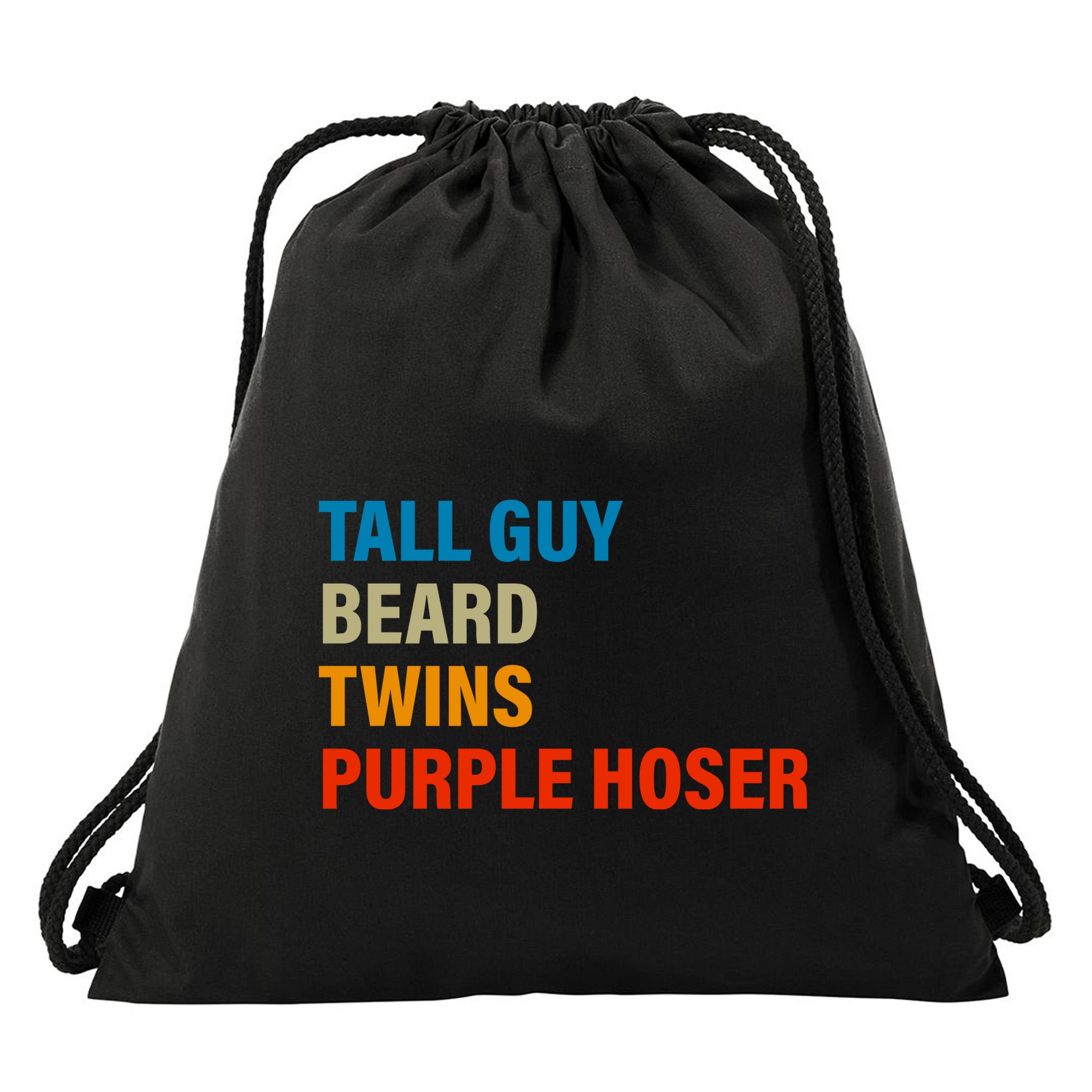 Tall Guy Beard Twins Purple Hoser Funny Meme Drawstring Bag
