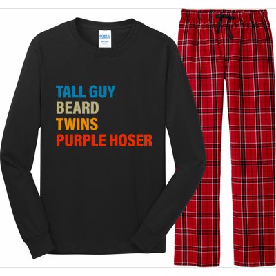 Tall Guy Beard Twins Purple Hoser Funny Meme Long Sleeve Pajama Set