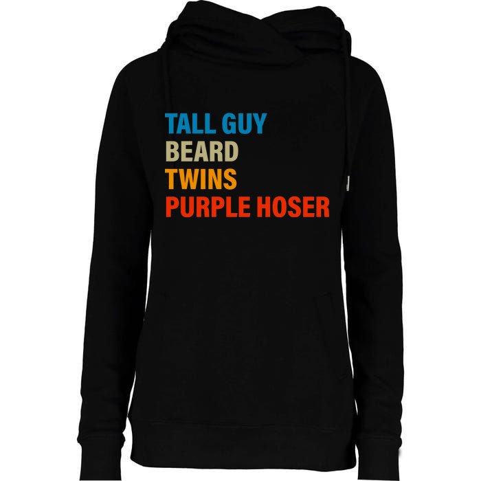 Tall Guy Beard Twins Purple Hoser Funny Meme Womens Funnel Neck Pullover Hood