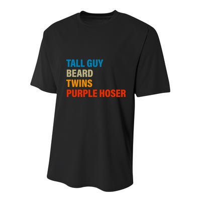 Tall Guy Beard Twins Purple Hoser Funny Meme Youth Performance Sprint T-Shirt
