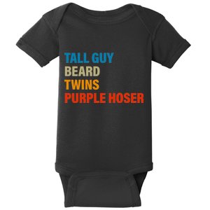 Tall Guy Beard Twins Purple Hoser Funny Meme Baby Bodysuit