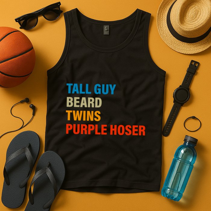Tall Guy Beard Twins Purple Hoser Funny Meme Tank Top