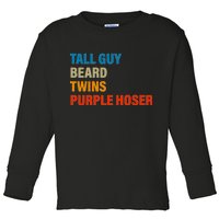 Tall Guy Beard Twins Purple Hoser Funny Meme Toddler Long Sleeve Shirt