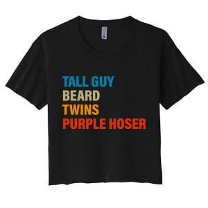 Tall Guy Beard Twins Purple Hoser Funny Meme Women's Crop Top Tee