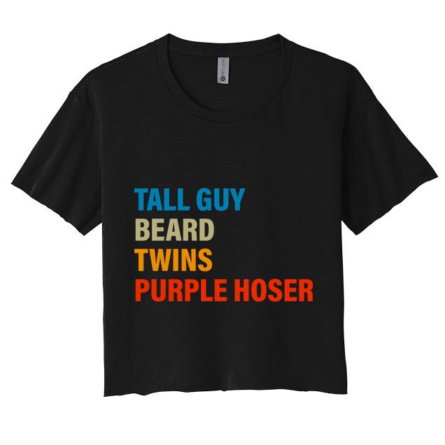 Tall Guy Beard Twins Purple Hoser Funny Meme Crop Top