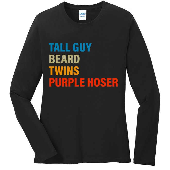 Tall Guy Beard Twins Purple Hoser Funny Meme Ladies Long Sleeve Shirt