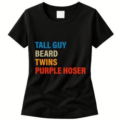 Tall Guy Beard Twins Purple Hoser Funny Meme Womens T-Shirt