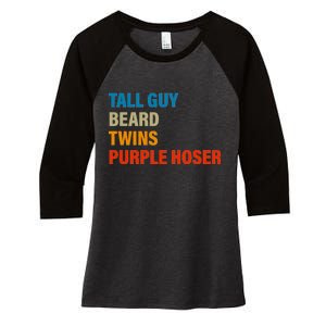 Tall Guy Beard Twins Purple Hoser Funny Meme Women's Tri-Blend 3/4-Sleeve Raglan Shirt