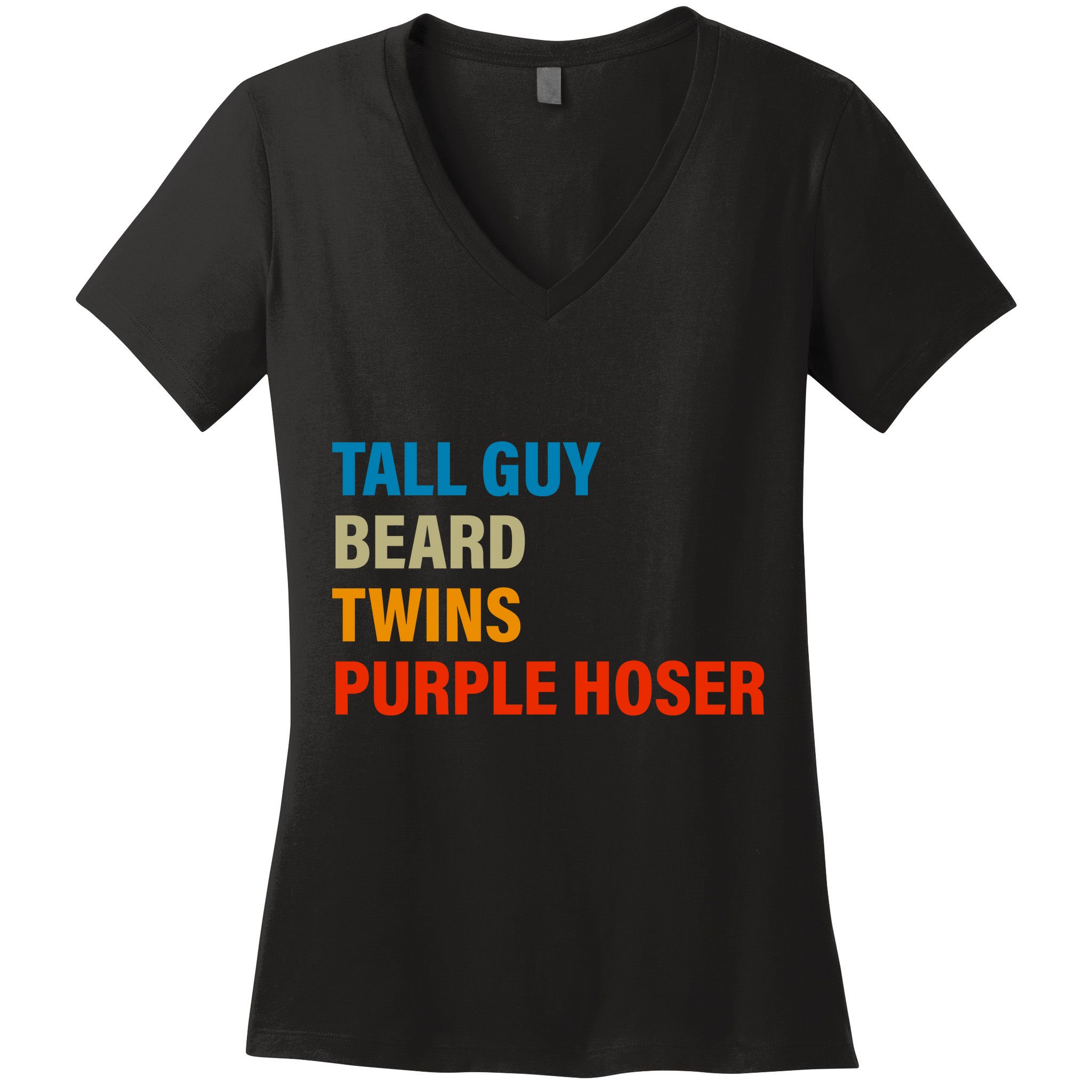 Tall Guy Beard Twins Purple Hoser Funny Meme Women's V-Neck T-Shirt