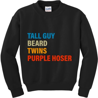 Tall Guy Beard Twins Purple Hoser Funny Meme Kids Sweatshirt