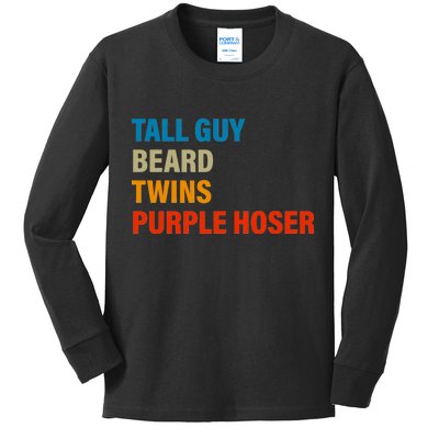 Tall Guy Beard Twins Purple Hoser Funny Meme Kids Long Sleeve Shirt