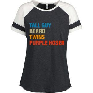 Tall Guy Beard Twins Purple Hoser Funny Meme Enza Ladies Jersey Colorblock Tee