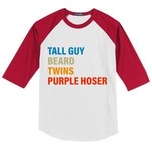 Tall Guy Beard Twins Purple Hoser Funny Meme Kids Colorblock Raglan Jersey