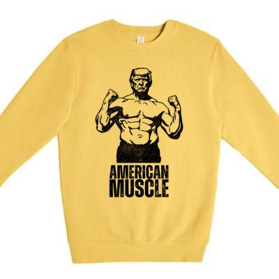 Trump American Muscle Funny Tds Vintage Workout Gym Patriot Gift Premium Crewneck Sweatshirt