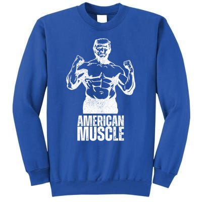 Trump American Muscle Funny Tds Vintage Workout Gym Patriot Gift Tall Sweatshirt