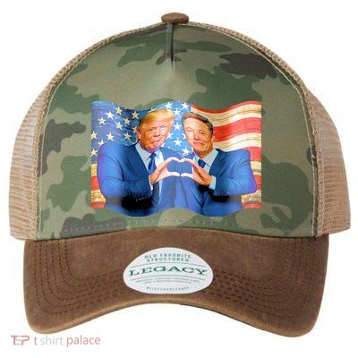 Trump And Musk One Heart Team Funny United States Flag Legacy Tie Dye Trucker Hat