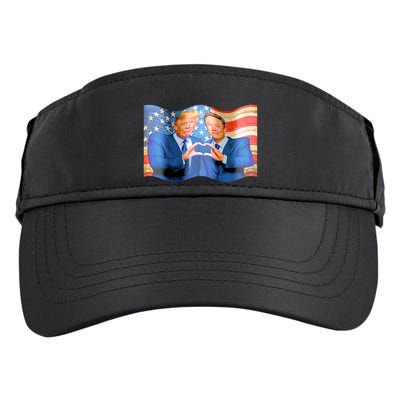 Trump And Musk One Heart Team Funny United States Flag Adult Drive Performance Visor