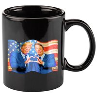 Trump And Musk One Heart Team Funny United States Flag 11oz C Handle Ceramic Mug