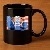 Trump And Musk One Heart Team Funny United States Flag 11oz C Handle Ceramic Mug