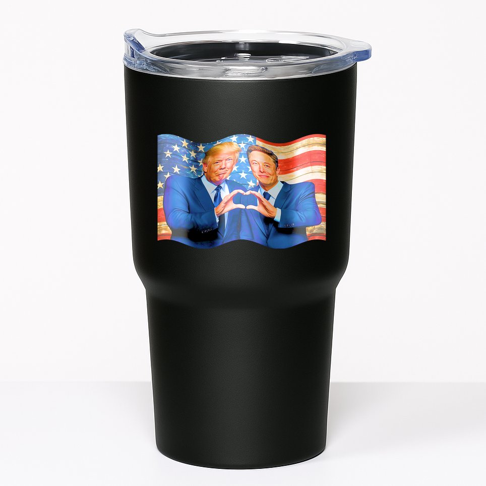 Trump And Musk One Heart Team Funny United States Flag Tumbler