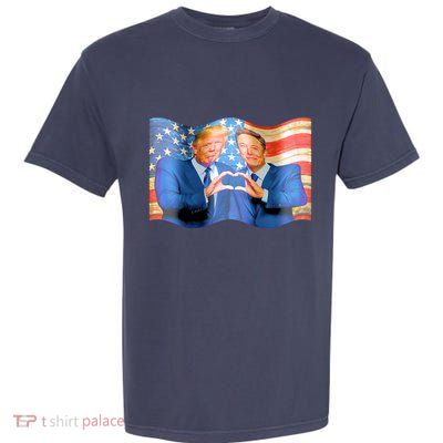 Trump And Musk One Heart Team Funny United States Flag Garment-Dyed Heavyweight T-Shirt