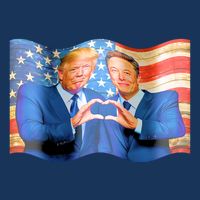 Trump And Musk One Heart Team Funny United States Flag 7 Panel Mesh Trucker Snapback Hat