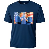 Trump And Musk One Heart Team Funny United States Flag Cooling Performance Crew T-Shirt