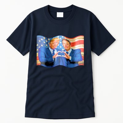 Trump And Musk One Heart Team Funny United States Flag Tall T-Shirt