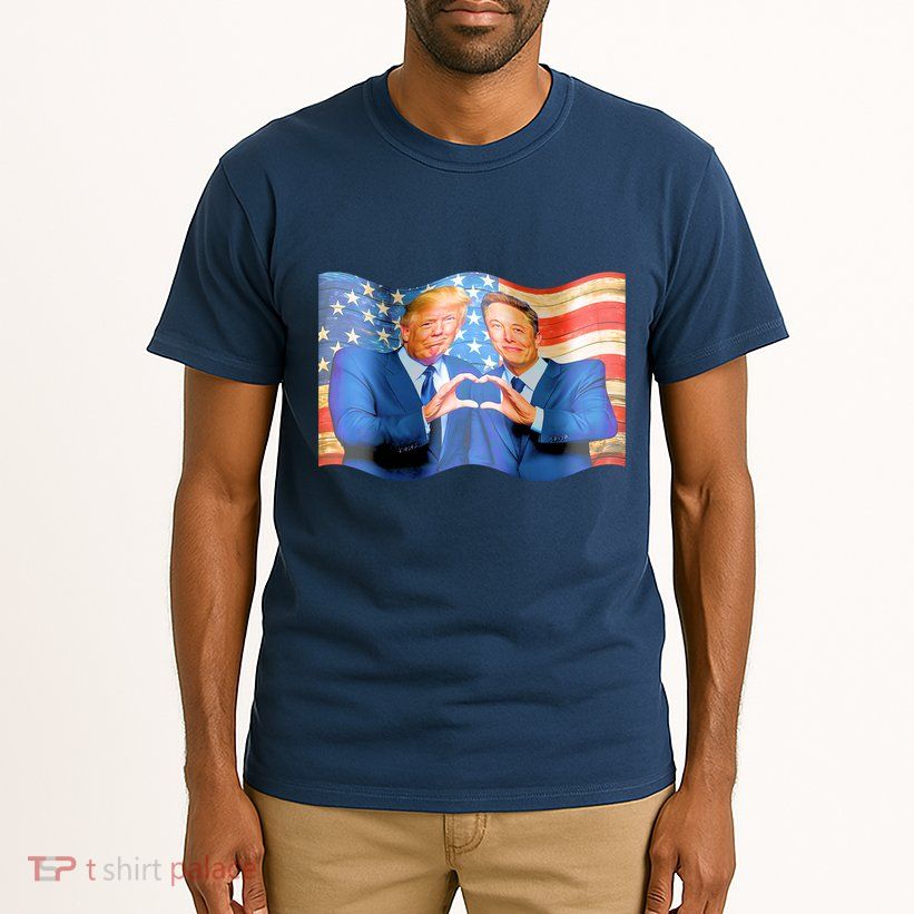 Trump And Musk One Heart Team Funny United States Flag Tall T-Shirt