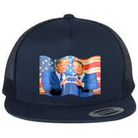 Trump And Musk One Heart Team Funny United States Flag Flatbill Hat