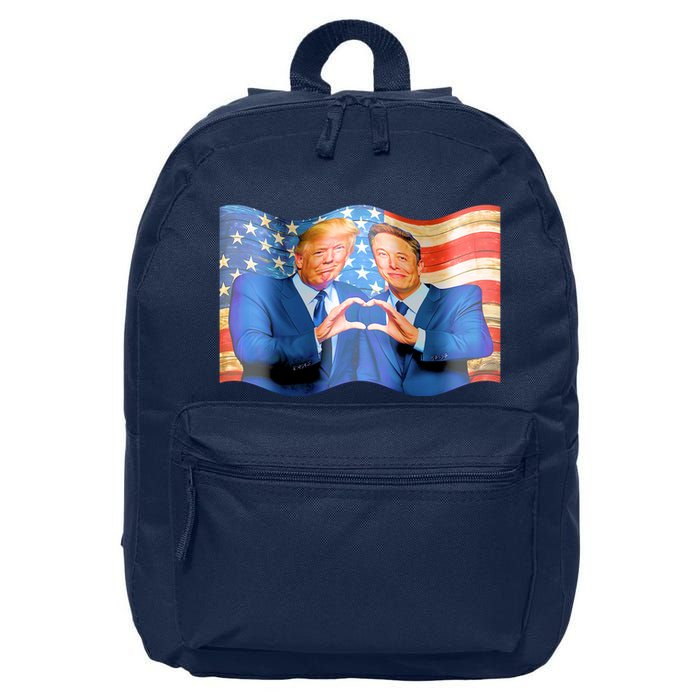 Trump And Musk One Heart Team Funny United States Flag 16 in Basic Backpack