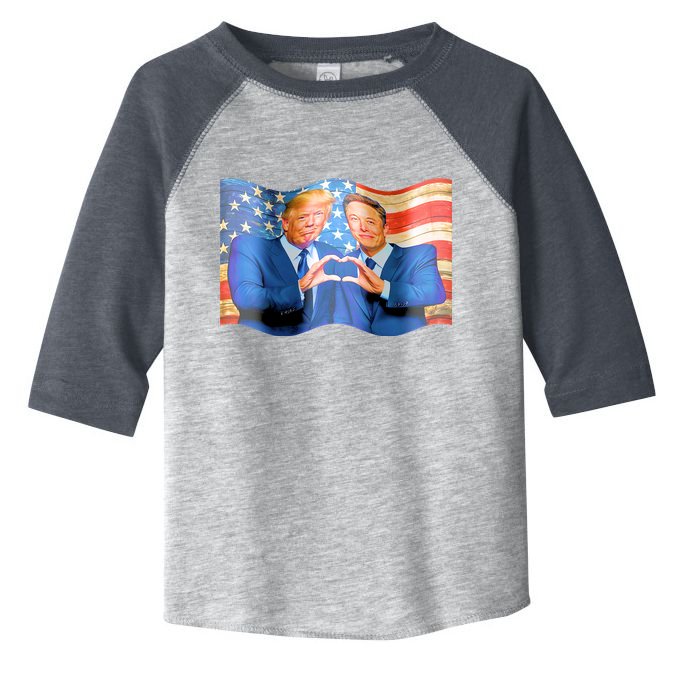 Trump And Musk One Heart Team Funny United States Flag Toddler Fine Jersey T-Shirt