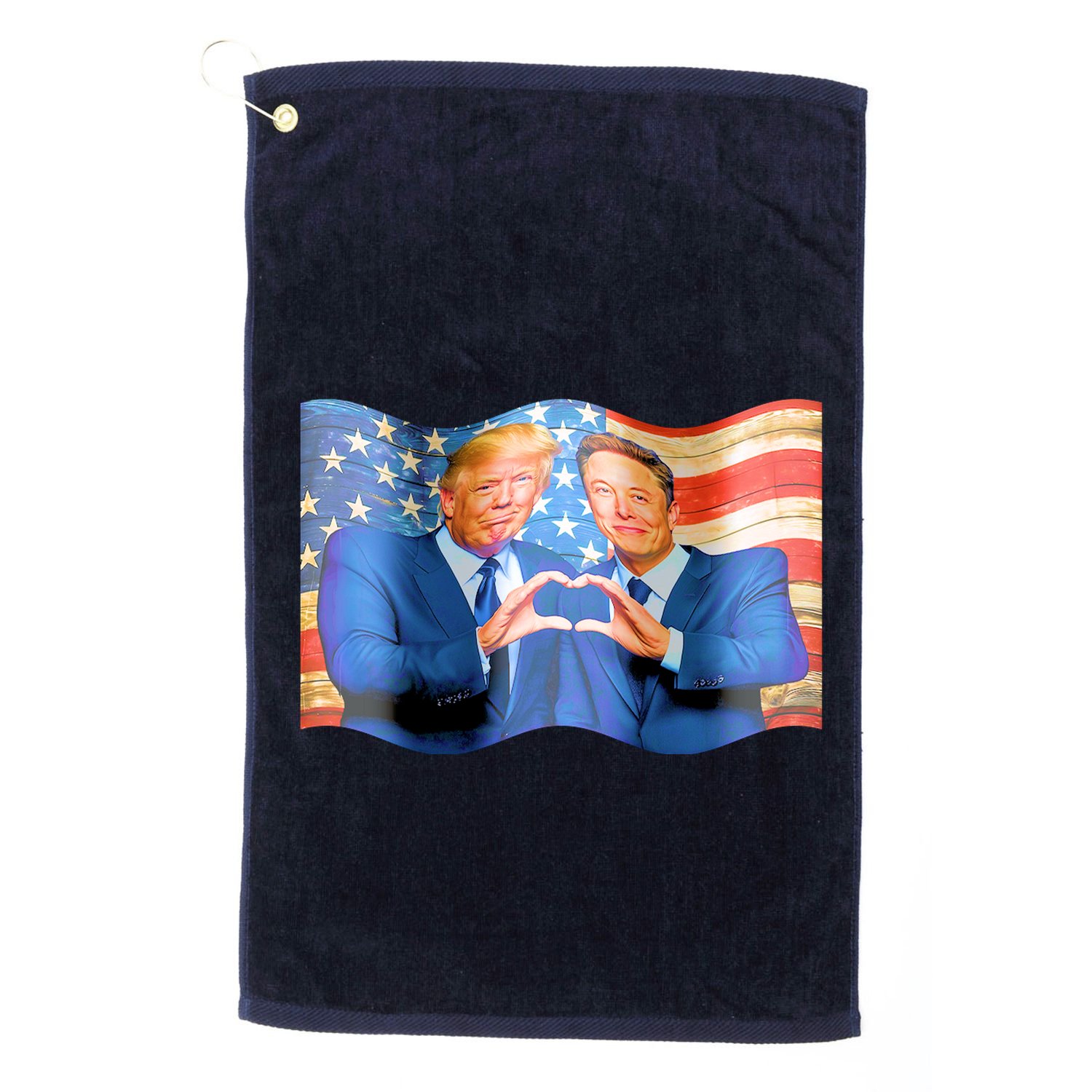 Trump And Musk One Heart Team Funny United States Flag Golf Towel