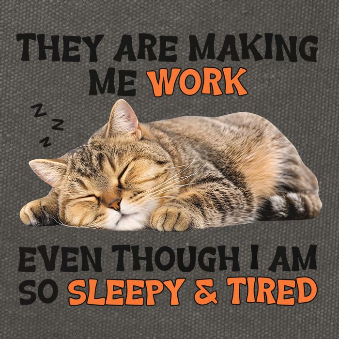 The Are Making Me Work Even Though I Am So Sleepy And Tired Cute Cat Cotton Canvas Backpack